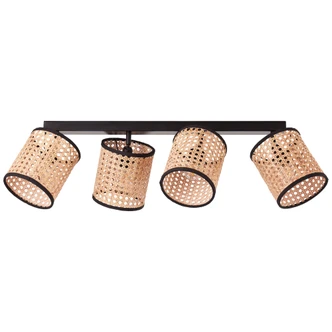Spotbalken Toni, beige, 21 x 67 cm, Rattan Deckenspots, dimmbar Spotbalken Toni, beige, 21 x 67 cm, Rattan Deckenspots, dimmbar