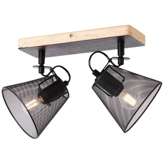 Deckenleuchte Tom, schwarz, 36,8 x 20 cm, Holz Deckenspots, dimmbar 