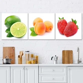 3-delige canvasprint, sappig fruit 