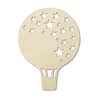Holzdeko Pappel - Heißluftballon mit Sternen 