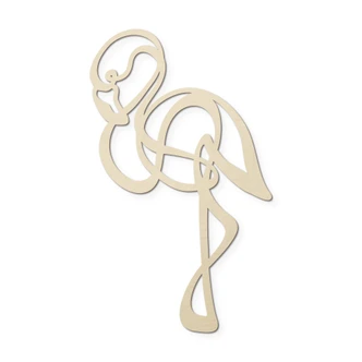 Väggdekorationer i trä poppel - Linjekonst - Flamingo 