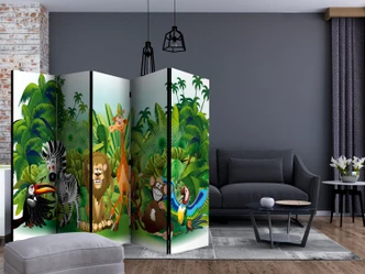 Kamerscherm - Jungle dieren , 5-delig - 225x172 cm 