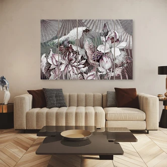 Leinwandbild 5 teilig, Heilige Lotos und Fanter 