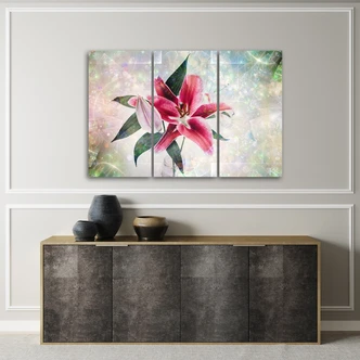 Leinwandbild 3 teilig, Rosa Lilie 