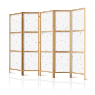 Japanischer Paravent, Raumteiler freistehend, Trennwand - Airships and Birds: Sky Full 