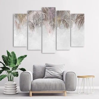 Leinwandbild 5 teilig, Palmenblätter 