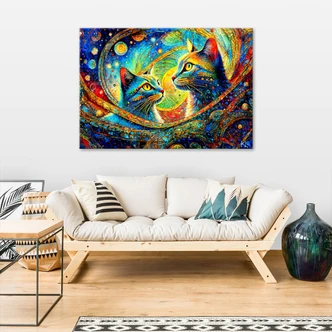 Canvas Schilderij, Abstracte katten 