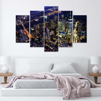 Wandbild 5-teilig, New York at Night Stadt 