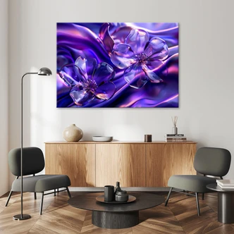 Leinwandbild, Lila Glasblumen 