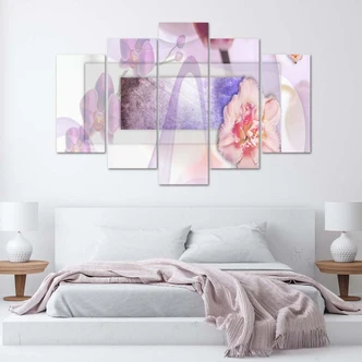 Leinwandbild 5 teilig, Pastellblume Pflanze 