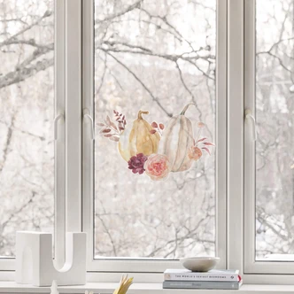 Fensterbild Elegante Kürbisdekoration Fensterbild Elegante Kürbisdekoration