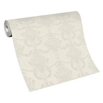Papel pintado ornamental, papel pintado no tejido Erismann Versailles blanco, crema, plata 