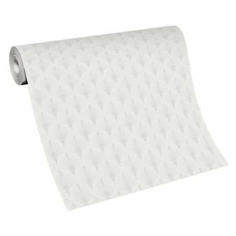 Papier peint éventail, intissé Erismann Versailles blanc, argent 