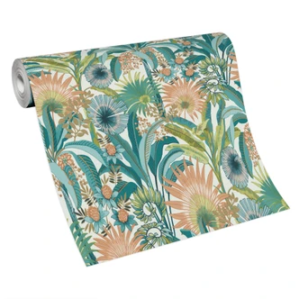 Blumentapete, Florale Tapete, Vliestapete Erismann Martinique türkis Blumentapete, Florale Tapete, Vliestapete Erismann Martinique türkis