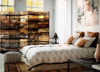 Paravent, Raumteiler freistehend, Trennwand -  Spiegelung der Natur , 5-teilig - 225x172 cm 