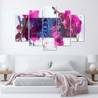 Leinwandbild 5 teilig, Orchidee Rose 