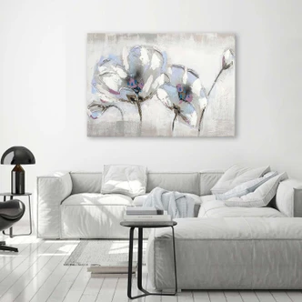 Leinwandbild, Blumen in Weiß Shabby Chic 