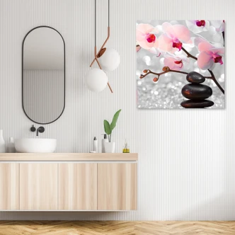 Leinwandbild, Zen Steine ​​Orchidee Blumen 