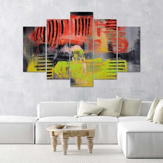 Leinwandbild 5 teilig, Abstraktion Acryl 