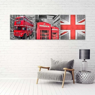 Leinwandbild 3-teilig, Londoner Rot 