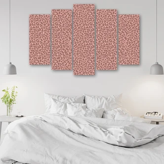 Leinwandbild 5 teilig, Leopard Leopard Pelfpatches Muster 