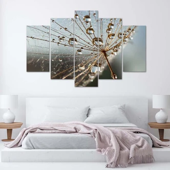 Leinwandbild 5 teilig, Gebläse Rose Grau 