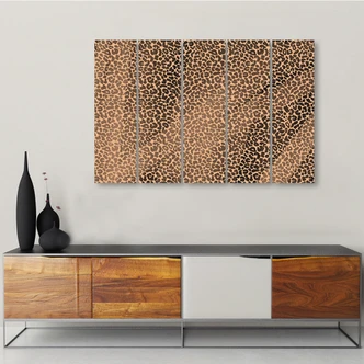 Leinwandbild 5 teilig, Leopard Leopard Pelfpatches Muster 