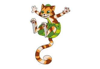 Fensterbild Pettersson und Findus - Springender Findus Fensterbild Pettersson und Findus - Springender Findus