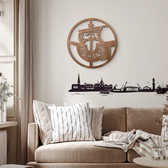 Houten Decoratie FC Hansa Rostocck Logo mahoniefineer - 38 cm 