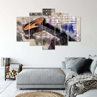 Wandbild 5-teilig, Gitarre Abstrakt Bunt 