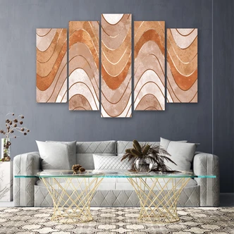 Leinwandbild 5 teilig, Horizontale wellige Linien 