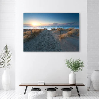 Canvasbillede, solnedgang over havet 