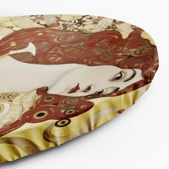 Rundes Leinwandbild - Frau mit langem Haar - G. Klimt 