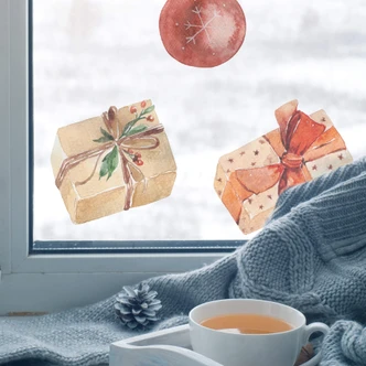 Décoration pour fenêtre Décoration de Noël or-rouge (20 pièces) 