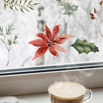 Décoration pour fenêtre Éléments floraux pour l'hiver (25 pièces) 