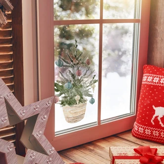 Raamfolie Sticker Kerstboom 