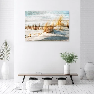 Leinwandbild, Vintage Strand auf Holz 