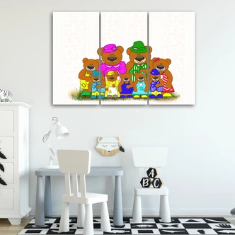 Leinwandbild 3-teilig, Bunte Teddybären 