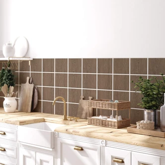 Tile stickers wood look dark oak - Furniture foil, kitchen splashback, bathroom foil 