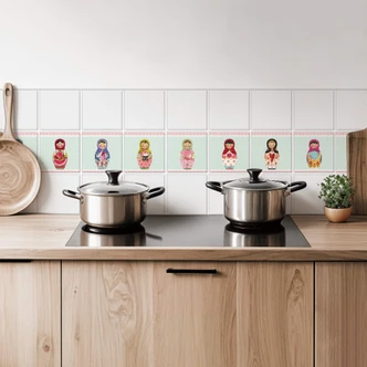 Azulejos Adhesivos Leffler - Matryoshka - Lote de 12 Azulejos Adhesivos Leffler - Matryoshka - Lote de 12