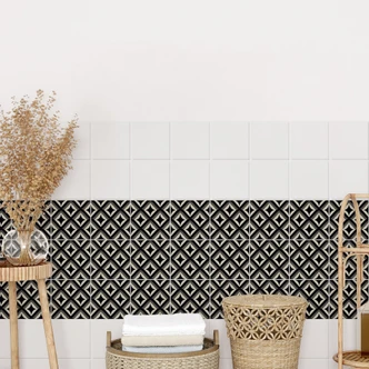 Fliesenaufkleber Schwarz-beige Ornamente - Treechild - 12er Set 
