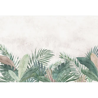 Jungle Bladeren Groen Aquarel Fotobehang - Bloeiendecoratie Jungle Bladeren Groen Aquarel Fotobehang - Bloeiendecoratie