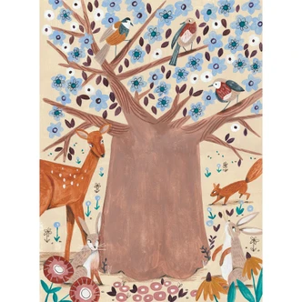 Fototapete für das Kinderzimmer - Lebensbaum mit Waldtieren - Bonne Müller Fototapete für das Kinderzimmer - Lebensbaum mit Waldtieren - Bonne Müller