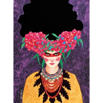 Wall Mural Woman with wreath of flowers and starch - Hülya 