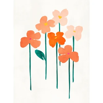 Fototapet Små blomster i ferskenfarver - Kubistika Fototapet Små blomster i ferskenfarver - Kubistika