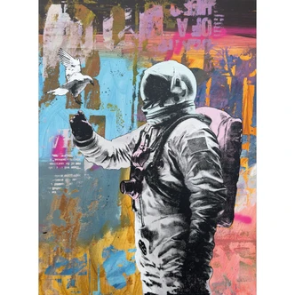 Astronaut with dove wall mural - Kuryliuk 