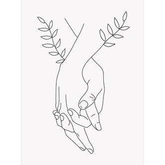 Fototapete Line Art - Liebespaar Händchen haltend - Lizde 