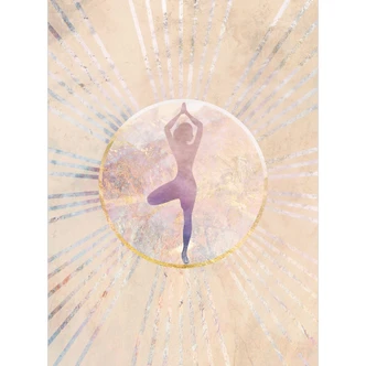Fototapet Yoga træstilling i solcirklen - Manovski 