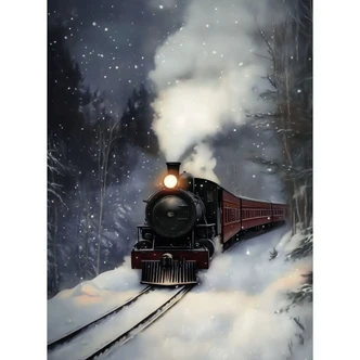 Fotomural Paisaje de invierno - Locomotora de vapor en un bosque nevado - Melloi Art Prints Fotomural Paisaje de invierno - Locomotora de vapor en un bosque nevado - Melloi Art Prints