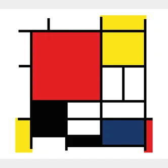 Fototapete Mondrian - Komposition mit Rot Gelb Blau und Schwarz 